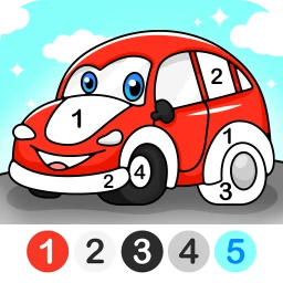 أيقونة Cars color by number for kids